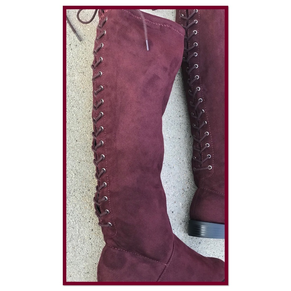 City Class Liquid Burgundy Faux Suede lace up BOOT - Picture 2 of 6